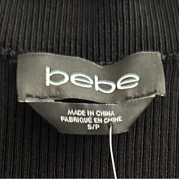 Bebe Black Crew Neck Short Sleeve Ribbed Sweater Dress Size Small - Picture 7 of 9